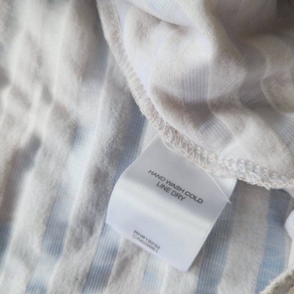 Y2K Pastel Blue Crinkle Boho Top Medium Petite Floral Cottagecore Fairy Vtg 00s - Picture 8 of 10